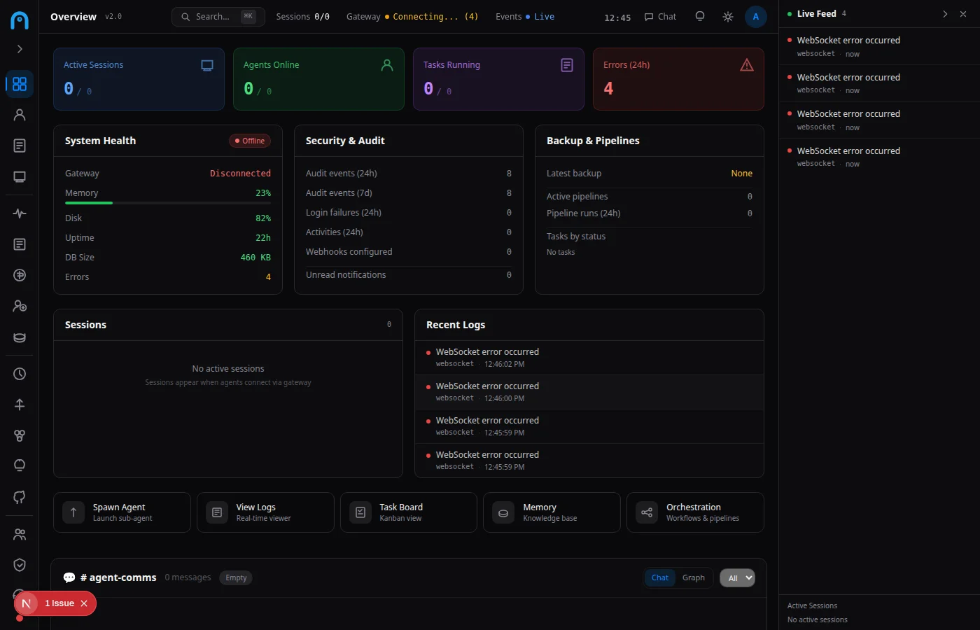 Dashboard de monitoreo de flota AgentBase